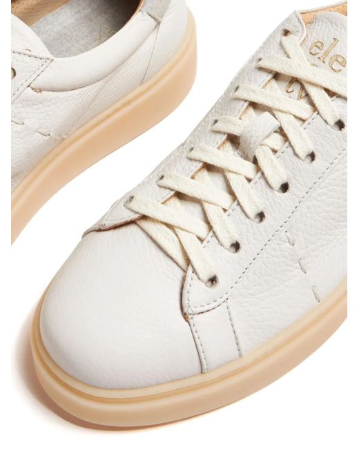 Eleventy White Logo-Debossed Leather Sneakers for men