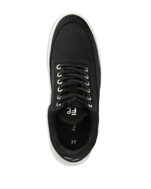 Filling Pieces Black Logo-Embroidered Sneakers