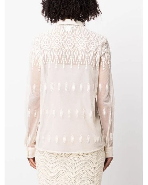 Fabiana Filippi Pink Lace-Detail Semi-Sheer Shirt