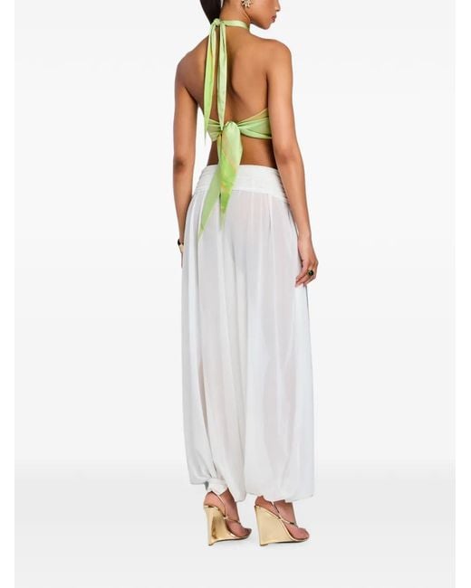 retroféte Green Jamie Brushstroke-Print Halterneck Top