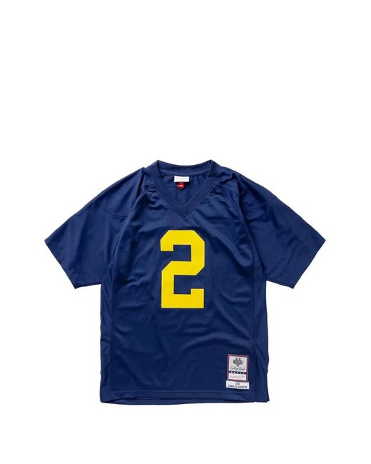 Mitchell & Ness Blue X Ncaa Charles Woodson 1997 Michigan V-Neck T-Shirt for men