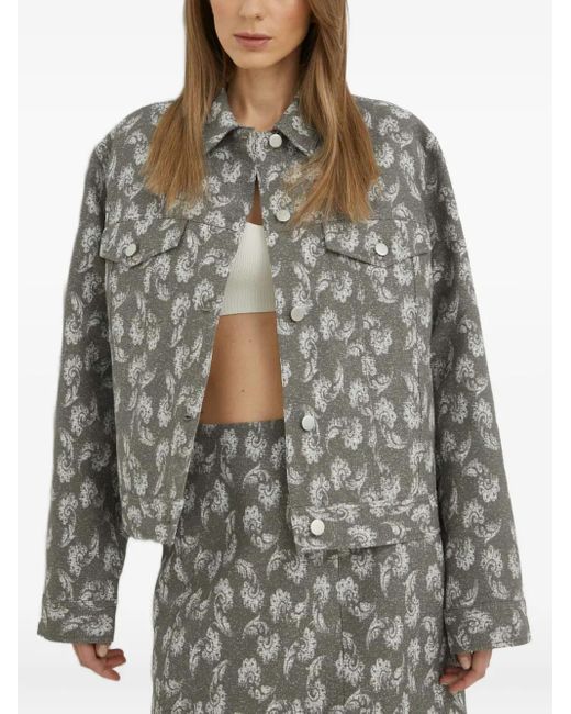Samsøe & Samsøe Gray Buttoned Floral Jacket
