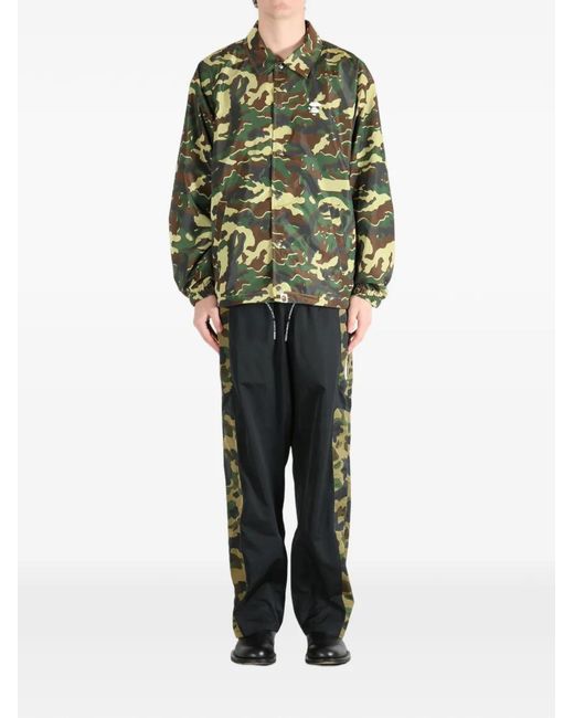 A Bathing Ape Green Camouflage-Print Logo-Patch Jacket for men