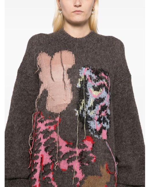 JNBY Gray Floral-Intarsia Knittted Dress