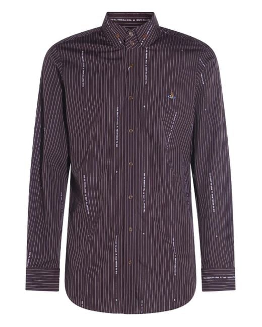 Vivienne Westwood Purple Orb-Motif Pinstripe Shirt for men