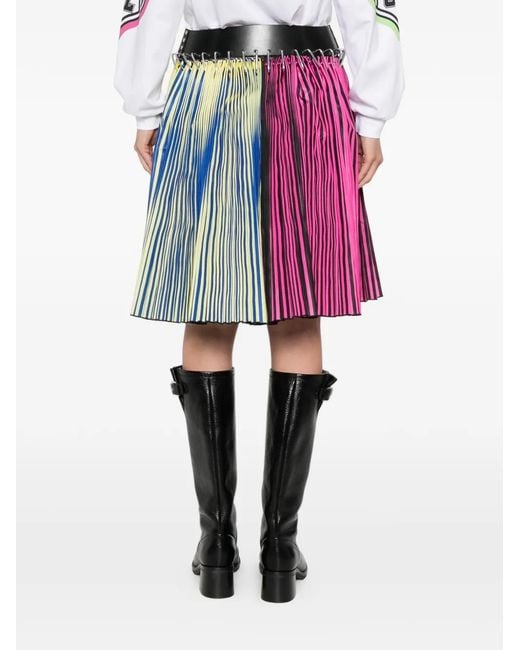 Chopova Lowena Red Block Belt Pleated Midi Skirt