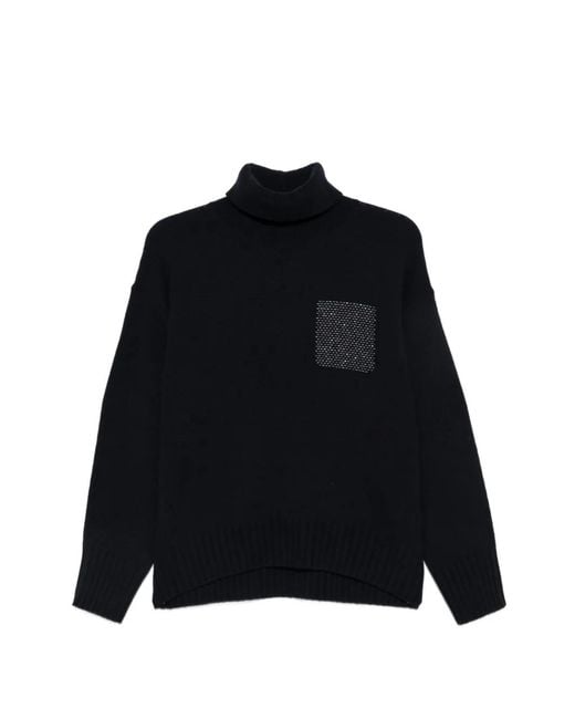 Peserico Black Embellished Roll-Neck Jumper