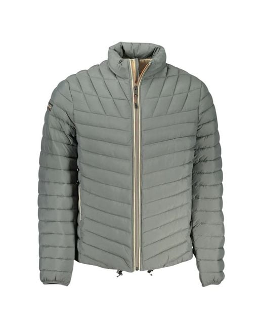 Napapijri Gray Zip-Up Quilted Jacket for men