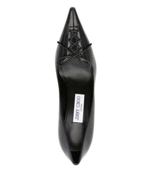 Jimmy Choo Black 95Mm Scarlett Lace-Up Pointed-Toe Pumps