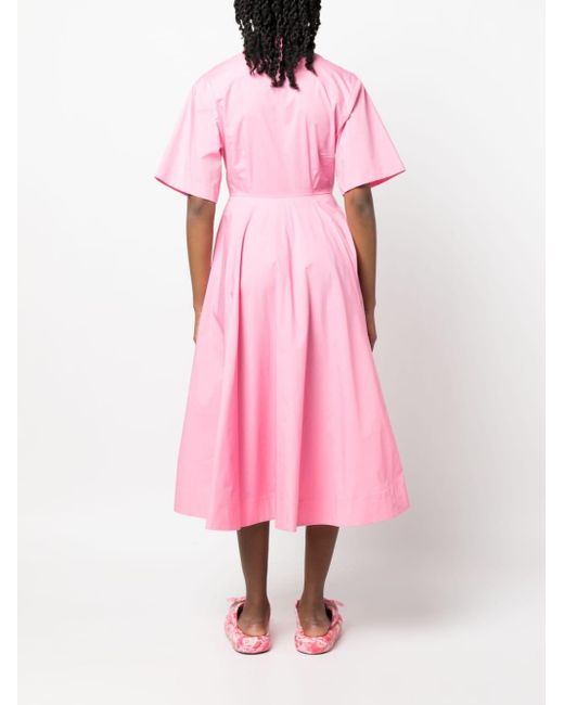 MSGM A-line Button-up Dress in Pink | Lyst