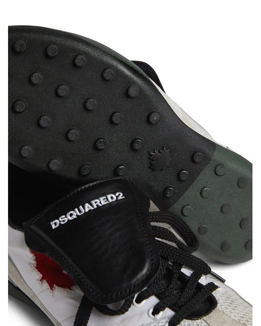 DSquared² Black Maple-Leaf Leather Sneakers for men