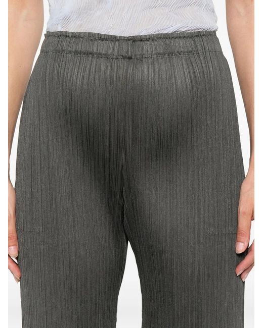 Pleats Please Issey Miyake Gray Elasticated-Waist Pleated Shorts