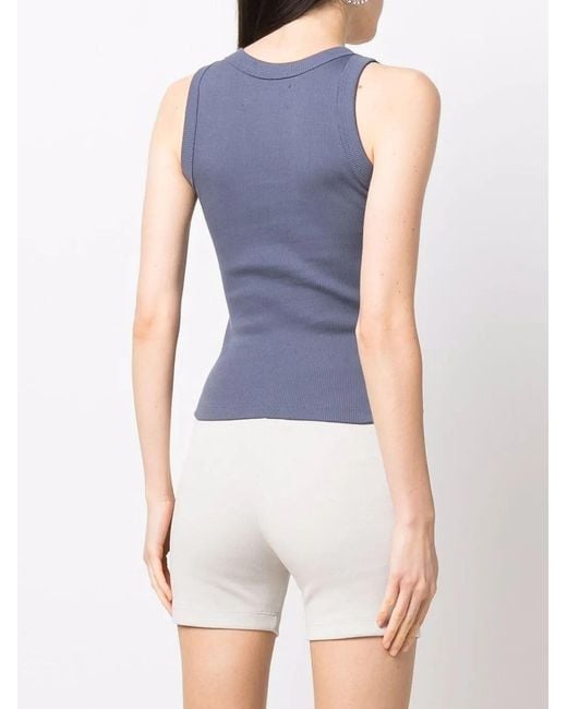 Styland Blue Jersey Ribbed Knit Vest