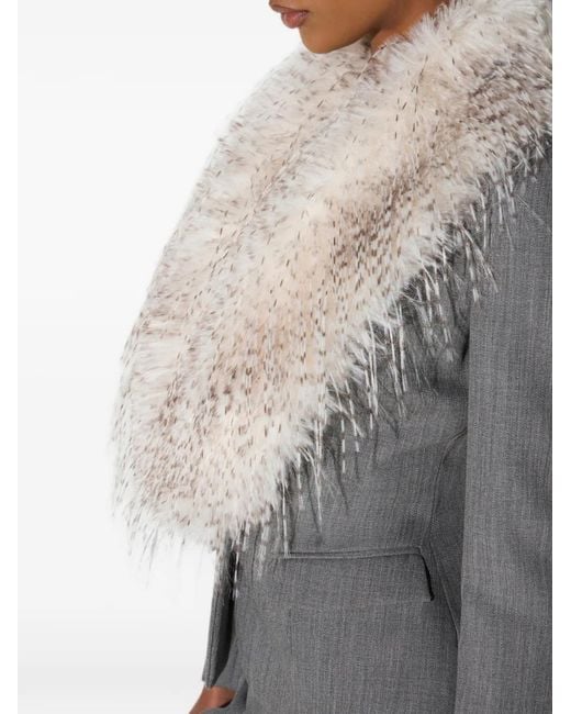 Elisabetta Franchi White Wool Jacket With Fur-Effect Collar