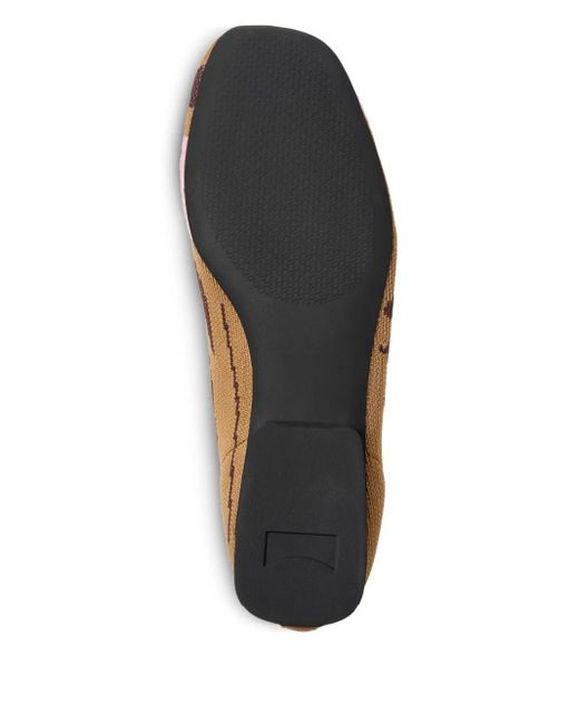Camper Brown Floral-Pattern Ballet Flats