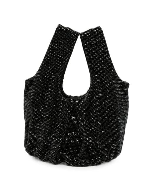 Twentyfourhaitch Black Sydney Crystal-Embellished Tote Bag