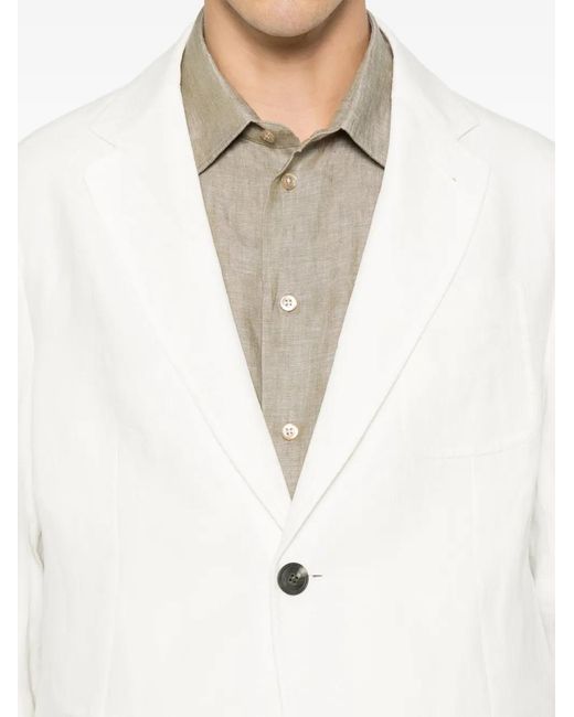 Emporio Armani White Long-Sleeve Buttoned Blazer for men