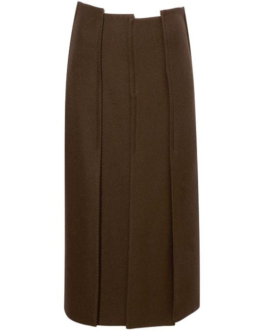 Proenza Schouler Brown High-Waist Twill Midi Skirt