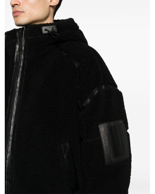 Juun.J Black Faux-shearling Hooded Jacket for men