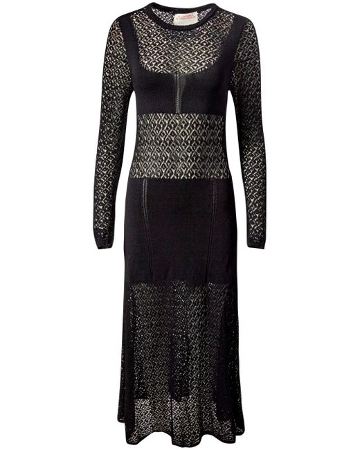 Alejandra Alonso Rojas Black Lace Knitted Maxi Dress