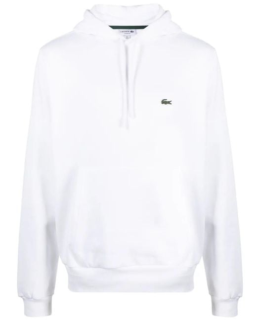 Lacoste White Classic Fit Fleece Hoodie