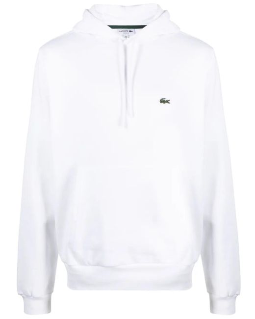 Sudadera con capucha y parche del logo Lacoste de hombre de color White
