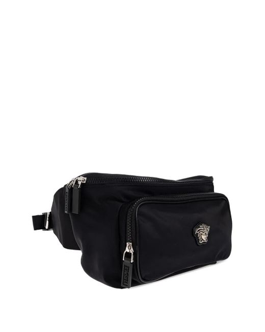 Versace Black La Medusa Nylon Belt Bag for men