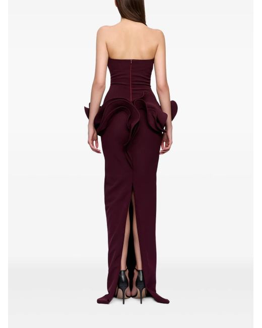 Ana Radu Purple Ruffled Strapless Maxi Dress