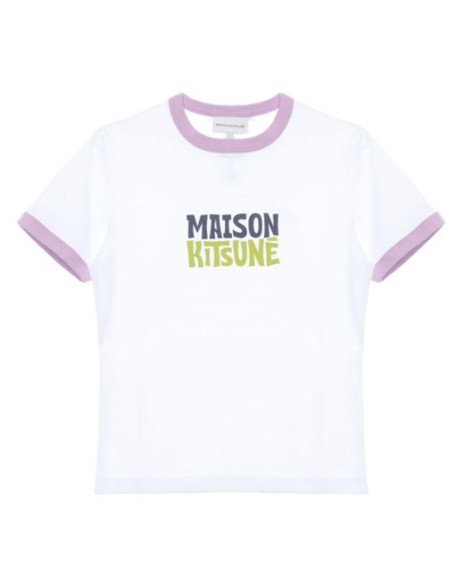 T-shirt en coton à logo imprimé Maison Kitsuné en coloris White