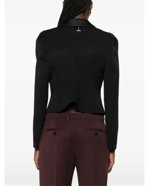McQueen Black Shawl-Lapel Fitted Blazer