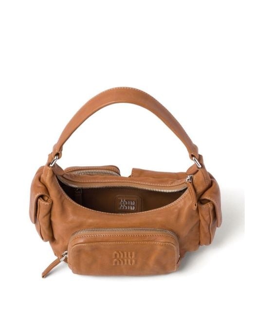 Miu Miu Brown Pocket Leather Shoulder Bag