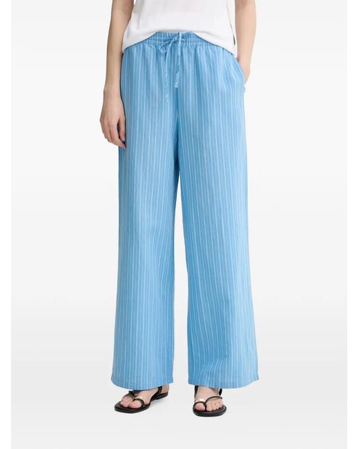 Marc O' Polo Blue Vertical-Stripe Drawstring Trousers