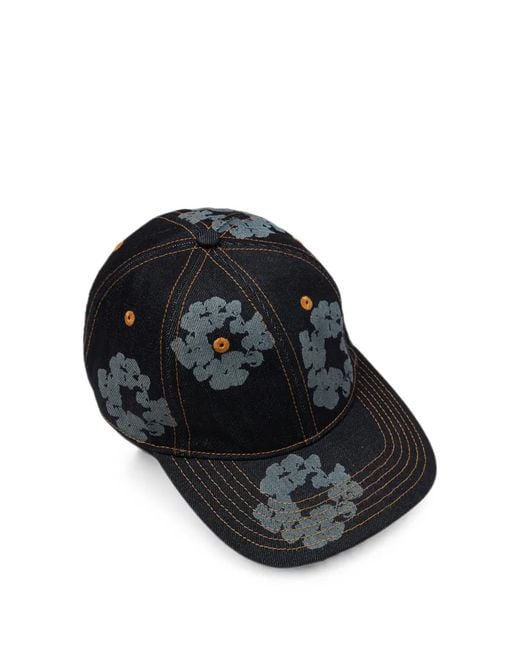 DENIM TEARS Black Wreath Denim Cap for men