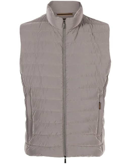 Moorer Gray Reflective-Effect Zip-Up Gilet for men