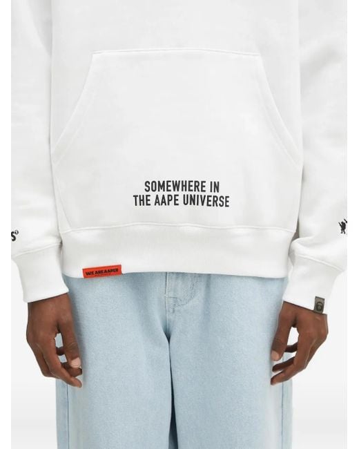 Felpa Aaper Con Cappuccio di Aape By A Bathing Ape in White da Uomo