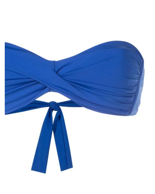 Amir Slama Blue Twist-Detail Strapless Bikini Top