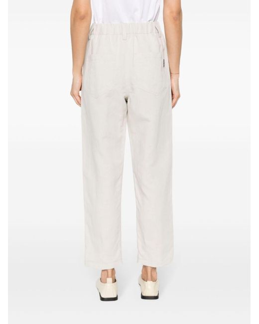 Brunello Cucinelli White Pleat-detail Tapered Trousers