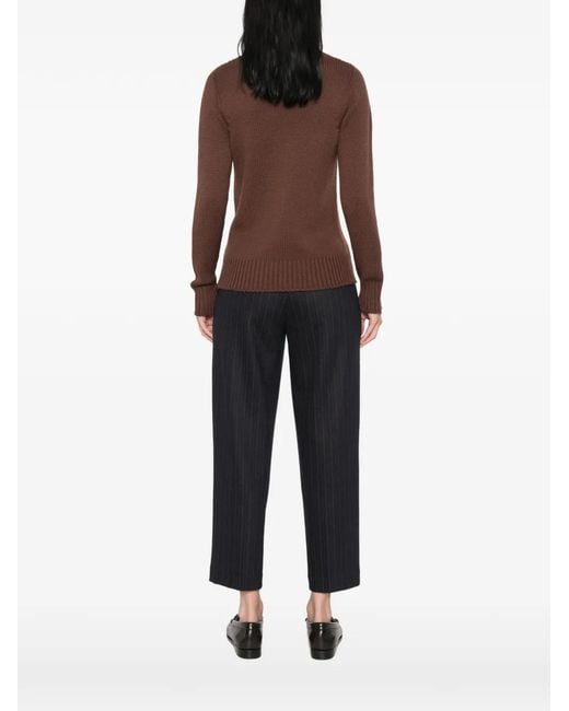 19.61 MILANO Brown Ribbed-Knit Roll-Neck Sweater