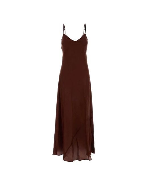 THE ROSE IBIZA Brown Cecile Silk Midi Dress