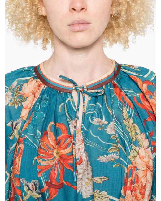 ALÉMAIS Fletcher Mini-Jurk Met Bloemenprint in het Blue