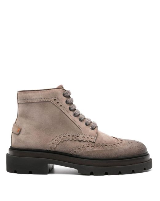 Santoni Logo-patch Leather Boots in Brown for Men | Lyst Canada