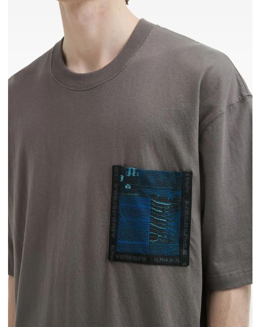 Alpha Industries Gray Pocket-Detail Cotton T-Shirt for men