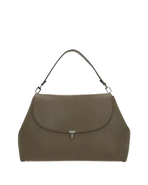 Totême Metallic Flap Leather Shoulder Bag