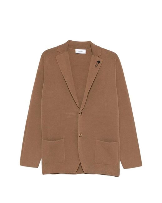 Lardini Brown Paljm100 Pocket Buttoned Blazer for men
