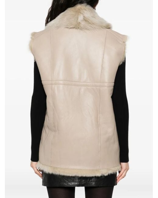 IRO Natural Fur-Trimmed Leather Vest
