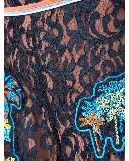 Peter Pilotto Blue Lace Patch Overlay Trousers