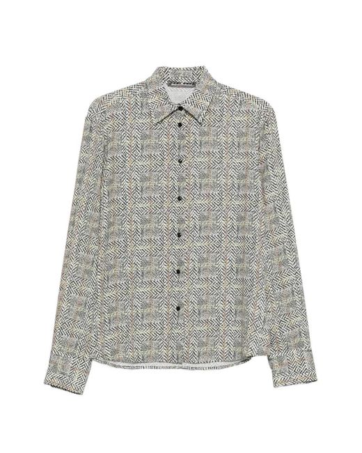 Ermanno Scervino Gray Herringbone-Pattern Shirt