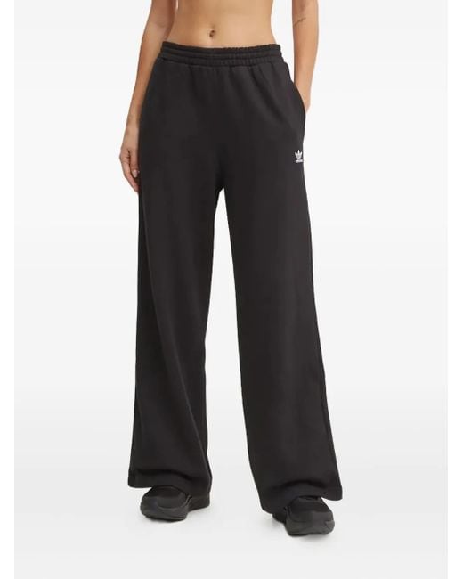 Adidas Black Logo-Embroidered Track Pants