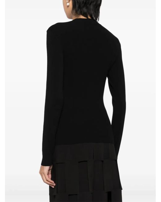 A.W.A.K.E. MODE Black Lip-Appliqué Knitted Top