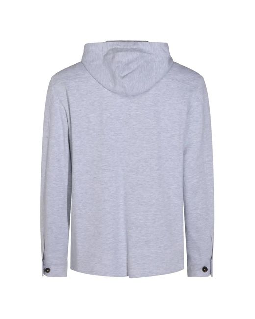 Eleventy Blue Hooded Chest-Pocket Jacket for men